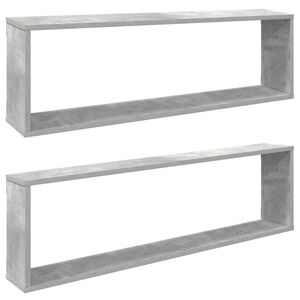 vidaXL Wall Cube Shelves 2 pcs Concrete Grey 100x15x30 cm