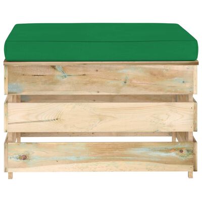 vidaXL Sectional Ottoman with Cushion Green Impregnated Wood