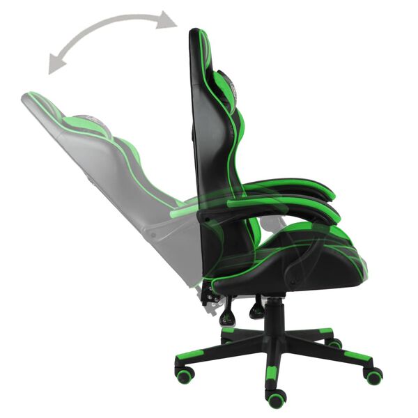vidaXL Racing Chair Black and Green Faux Leather