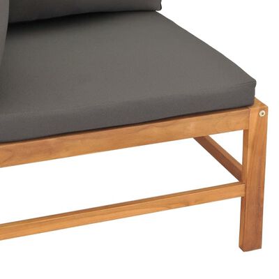 vidaXL Corner Sofas 2 pcs with Dark Grey Cushions Solid Teak Wood