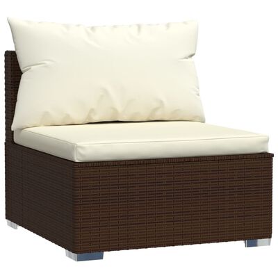 vidaXL 9 Piece Garden Lounge Set with Cushions Poly Rattan Brown