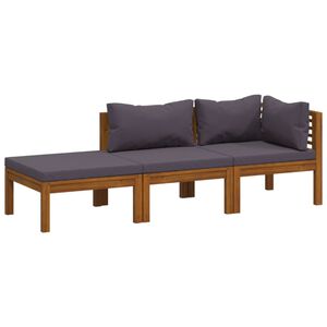 vidaXL Wooden Lounge Set | Dark grey, Acacia wood finish