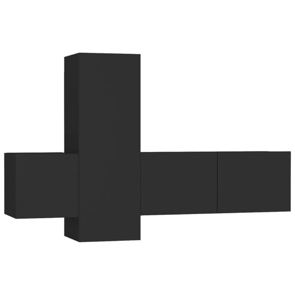 vidaXL 3 Piece TV Cabinet Set Black Engineered Wood