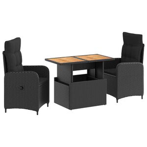 vidaXL Outdoor Dining Set 3 pcs Black