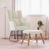 vidaXL Rocking Chair with a Stool Cream White Velvet