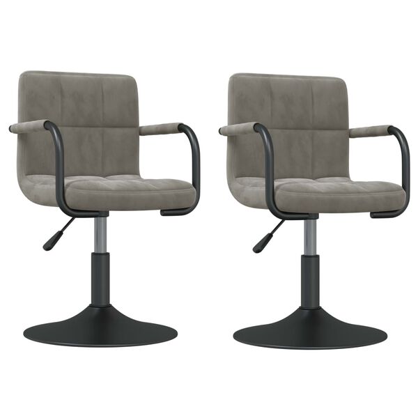 vidaXL Swivel Dining Chairs 2 pcs Light Grey Velvet