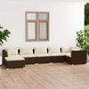 vidaXL 7 Piece Garden Lounge Set with Cushions Poly Rattan Brown