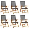 vidaXL Reclining Garden Chairs 6 pcs Black Poly Rattan and Solid Wood