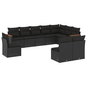 vidaXL Garden Sofa Set | Black | PE rattan | Large | Adjustable Feet