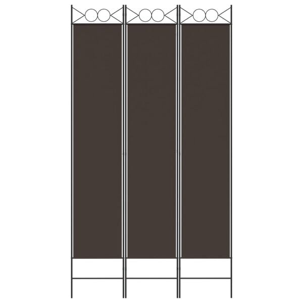 vidaXL 3-Panel Room Divider Brown 120x220 cm Fabric