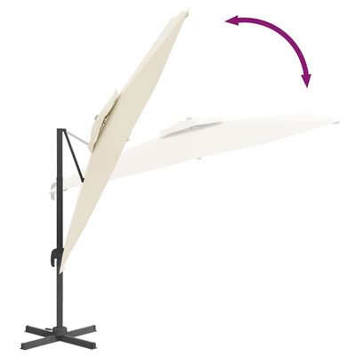 vidaXL Double Top Cantilever Umbrella Sand White 300x300 cm