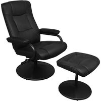 vidaXL TV Armchair with Footstool Black Faux Leather