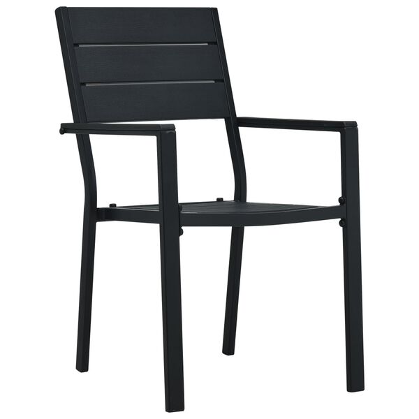 vidaXL Garden Chairs 2 pcs Black HDPE Wood Look