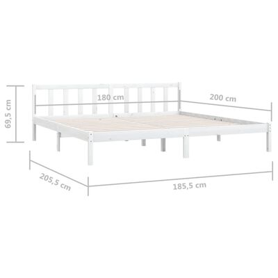 vidaXL Bed Frame without Mattress White Solid Wood Super King Size