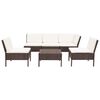 vidaXL 6 Piece Garden Lounge Set with Cushions Poly Rattan Brown