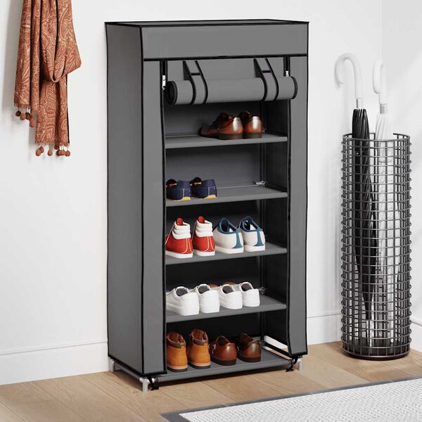 vidaXL Shoe Cabinet with Cover Grey 58x28x106 cm Fabric