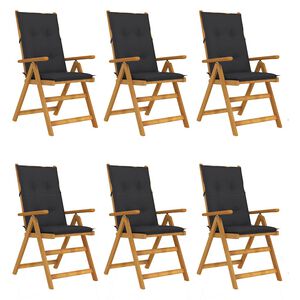 vidaXL Folding Chairs 6 pcs with Cushions Solid Acacia Wood