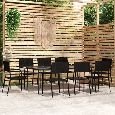 vidaXL 9 Piece Garden Dining Set Black