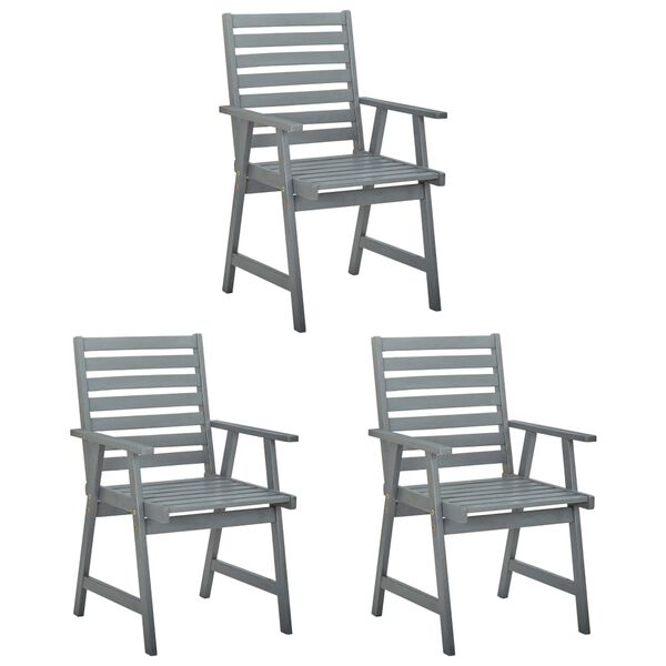 vidaXL Outdoor Dining Chairs with Cushions 3 pcs Solid Acacia Wood