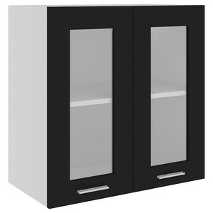 vidaXL Hanging Glass Cabinet "Lyon" Black 60x31x60 cm Engineered Wood