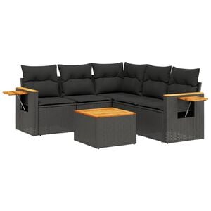 vidaXL Patio Sofa Set 5-Seaters Black