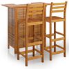 vidaXL Garden Bar Set | Natural Wood | Solid Acacia Wood | Compact | Footrest