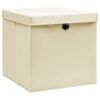 vidaXL Storage Boxes with Lid 4 pcs Cream 32x32x32 cm Fabric