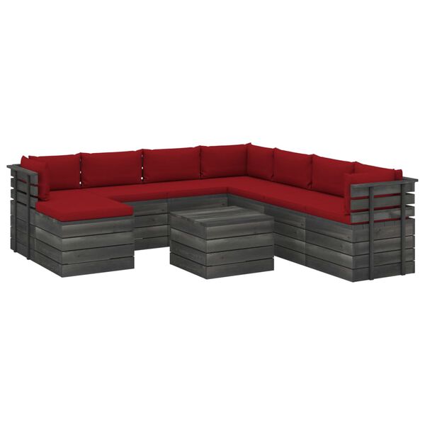 vidaXL 9 Piece Garden Pallet Lounge Set with Cushions Solid Pinewood