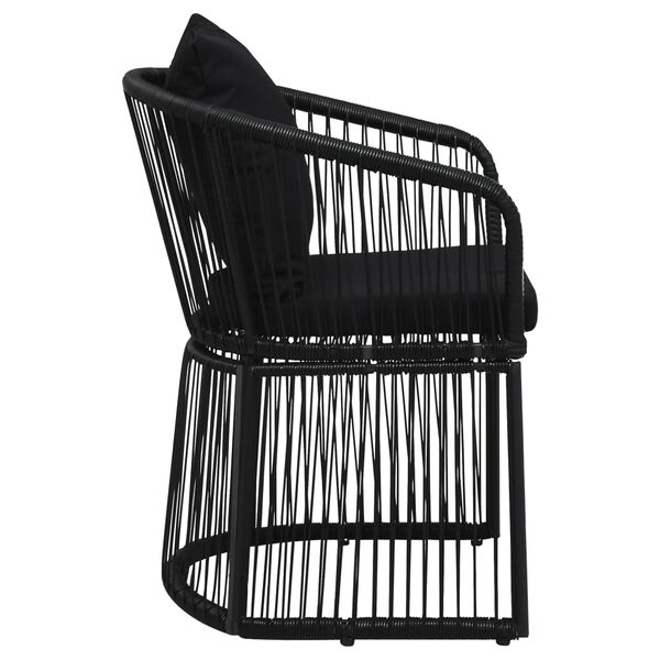 vidaXL Garden Chairs 2 pcs with Cushions and Pillows PVC Rattan Black