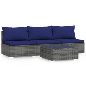 vidaXL Garden Lounge Set | Grey | PE Rattan, Powder-Coated Steel, Plastic, Glass
