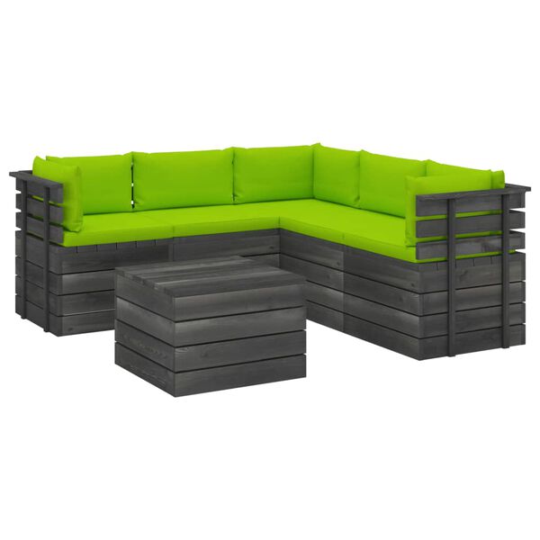 vidaXL 6 Piece Garden Pallet Lounge Set with Cushions Solid Pinewood