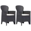 vidaXL Garden Chair 2 pcs with Cushion Brown Plastic Rattan Look
