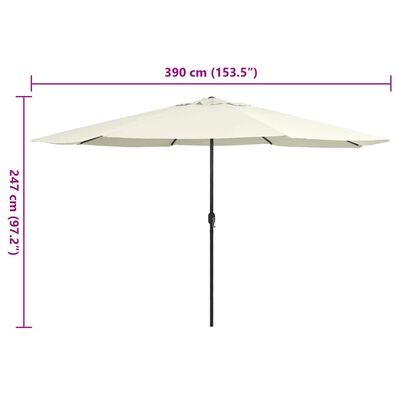 vidaXL Outdoor Parasol with Metal Pole 390 cm Sand White