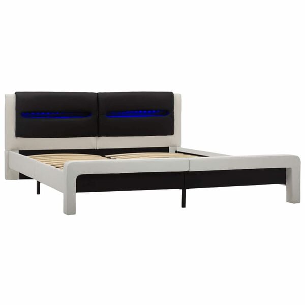 vidaXL Bed Frame White and Black 120 x 200 cm Faux Leather