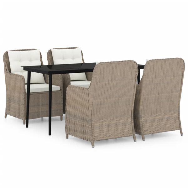 vidaXL 5 Piece Garden Dining Set Brown