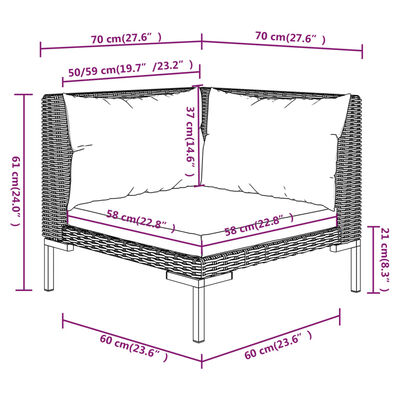 vidaXL 10 Piece Garden Lounge Set with Cushions Poly Rattan Dark Grey