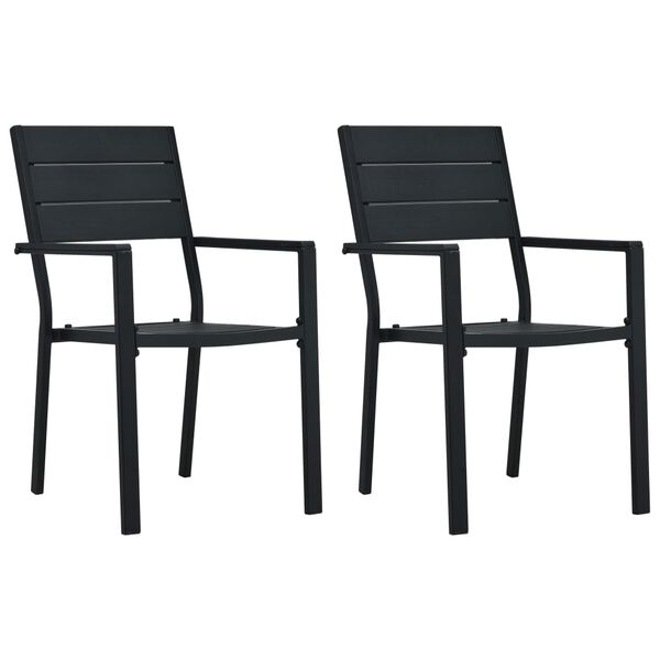 vidaXL Garden Chairs 2 pcs Black HDPE Wood Look