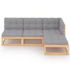 vidaXL 4 Piece Garden Lounge Set with Cushions Solid Pinewood
