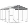 vidaXL Outdoor Dog Kennel with Roof Silver 3x4,5x2,5 m Galvanised Steel