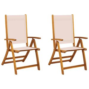 vidaXL Folding Garden Chair | Set of 2 | Cream