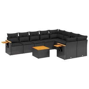 vidaXL Garden Sofa Set | Black | PE rattan | 10-Piece | Modular