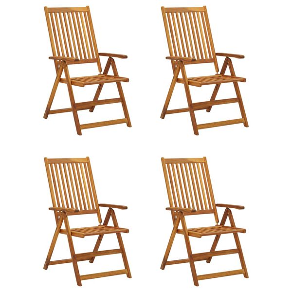 vidaXL Garden Reclining Chairs 4 pcs with Cushions Solid Acacia Wood