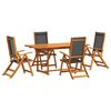 vidaXL 5 Piece Garden Dining Set Solid Wood Acacia and Textilene