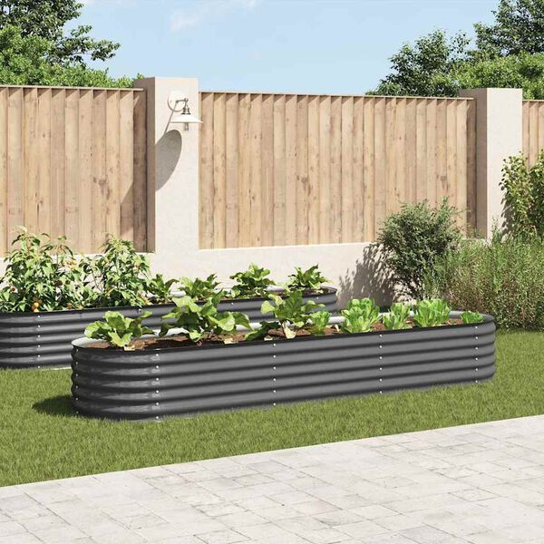 vidaXL Garden Raised Bed 320x80x44 cm Galvanised Steel Grey