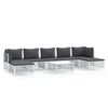 vidaXL 8 Piece Garden Lounge Set with Cushions White Steel