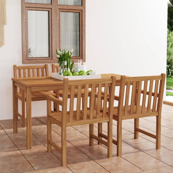 vidaXL 5 Piece Garden Dining Set 160x80 cm Solid Teak Wood