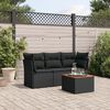 vidaXL 4 Piece Garden Sofa Set with Cushions Black Poly Rattan