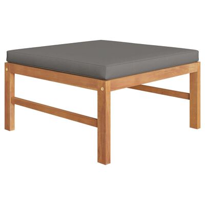 vidaXL 10 Piece Garden Lounge Set with Grey Cushions Solid Teak Wood