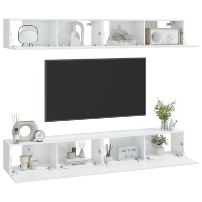 vidaXL Wall TV Cabinets 4 pcs High Gloss White 100x30x30 cm