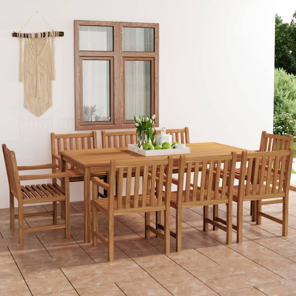 vidaXL 9 Piece Garden Dining Set 200x100 cm Solid Teak Wood